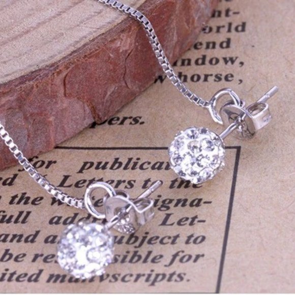 NEW 925 Sterling Silver Crystal Ball Earrings - Picture 5 of 5